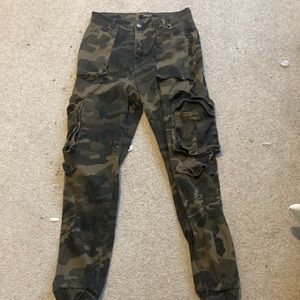 High rise womens cargo pants